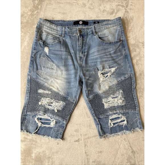 Men’s Jordan Craig Denim Shorts Distressed Medium Wash Raw Hem Size 36 - Picture 7 of 16